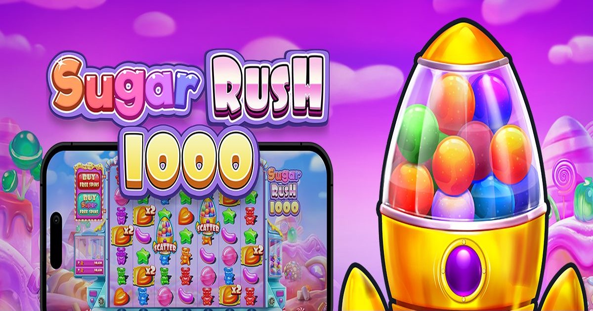Sugar Rush 1000, gameplay na grade 7×7 em celular, arte oficial Pragmatic Play BR