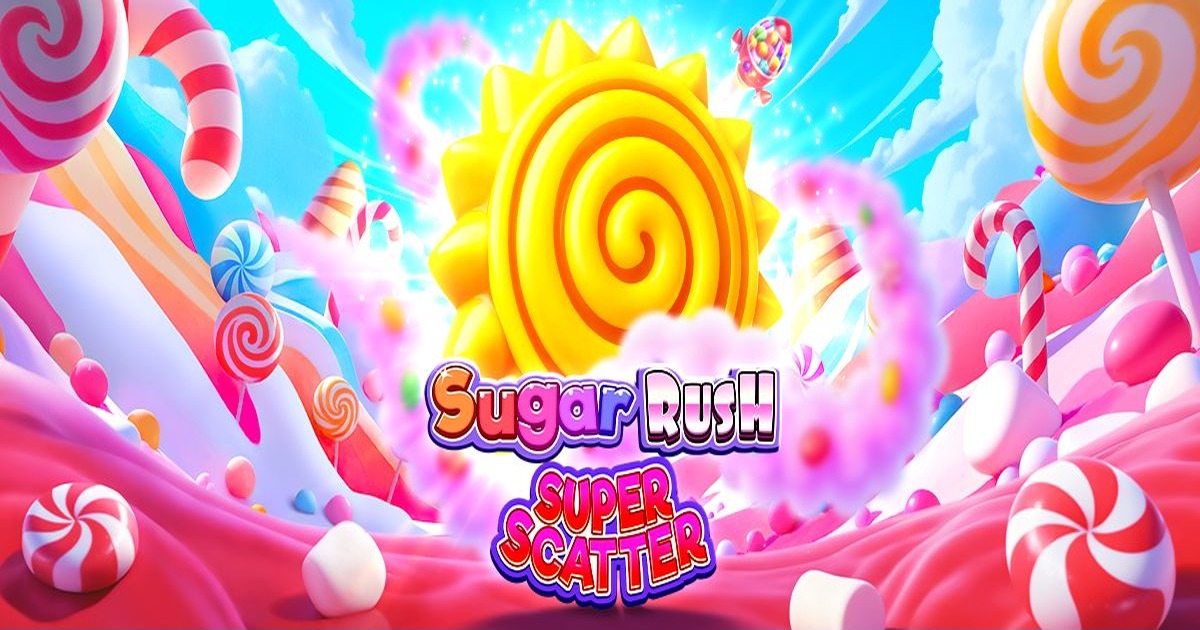 Poster Sugar Rush Super Scatter — demo Pragmatic Play Poster Sugar Rush Super Scatter, arte oficial Pragmatic Play